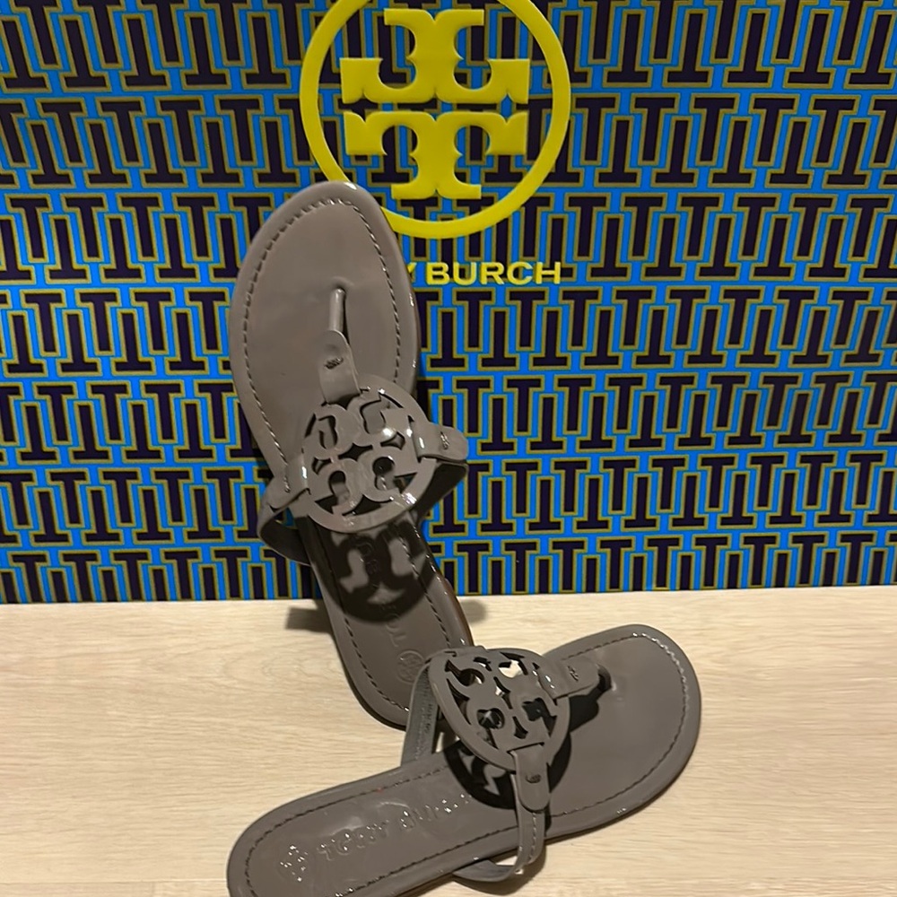 Tory Burch Brown Sandals with Medallion Logo